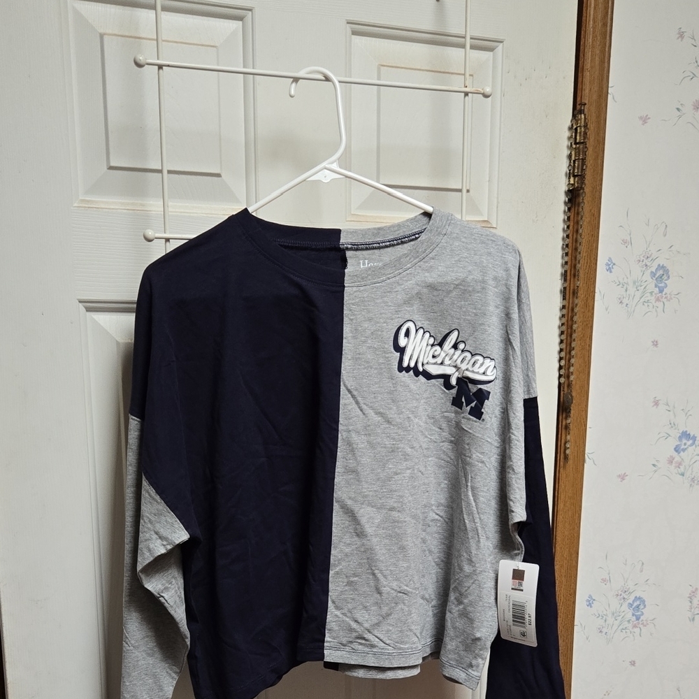 U of Michigan Two-Tone Long Sleeve Shirt NWT